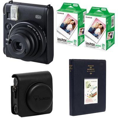 Fujifilm Instax Mini 99 Instant Film Camera, Matte Black, Bundle with 2X (40 Total Exposures) Instant Daylight Film, Photo Album and Protective Case