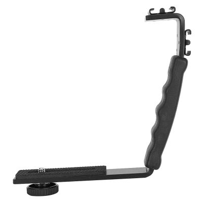Dual Hot Shoe Flash LBracket Camera Holder Mount Adapter for DV Microphone and LED Light
