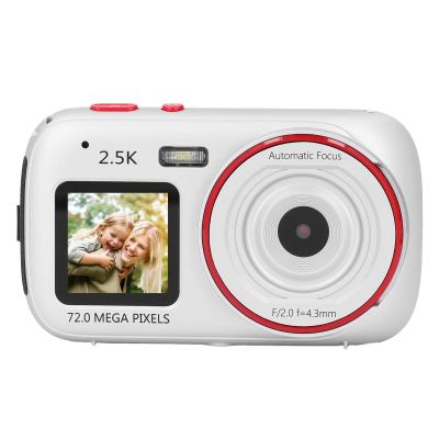 Asixxsix Digital Camera, 72MP 2.5K Dual Screen Compact Camera, 16X Zoom Autofocus Vlogging Camera, Anti Shake, for Adult Beginner Kids, HD Photo Taking (Silver)