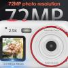 Asixxsix Digital Camera, 72MP 2.5K Dual Screen Compact Camera, 16X Zoom Autofocus Vlogging Camera, Anti Shake, for Adult Beginner Kids, HD Photo Taking (Silver) view 3