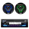 JVC KD-T92MBS Single DIN Marine Motorsports USB Bluetooth AM/FM Stereo CD Player Receiver with 2X CS-DR620MBL 6.5" 260 Watt Peak Power 2-Way Multicolor LED Boat Audio Speakers (Black) view 1