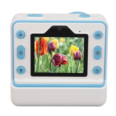 Print Camera 1080P HD, 2.4 Inch Screen Photo Video Camera with Flash Timing, 48MP 16X Digital Zoom Dual Lens Print Camera with 5 Graffiti Pens, 1200mAh Battery (Blue)