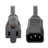 Tripp Lite Series NEMA 5-15R to C14 Power Cable Adapter, 1 foot / 0.3 Meters, UL Listed, Computer Power Plug to Standard Receptacle - 13A, 125V, 16 AWG, Lifetime Manufacturer's Warranty (P002-001-13A) view 1