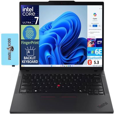 Lenovo ThinkPad T14 Gen 5 AI Powered Business Laptop 14.0" IPS FHD+ Display (Intel Core Ultra 7 155U(>i7-13700H), 32GB DDR5, 1TB SSD, Copilot, Backlit KB, FP, Win 11 Pro) w/DKZ USB Port Expander