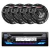 JVC KD-T92MBS Single DIN Marine Motorsports USB Bluetooth AM/FM Stereo CD Player Receiver with 4X 6.5 150 Watt Peak Power 2-Way Waterproof Boat Audio Speakers (Black) view 1