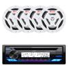 JVC KD-T92MBS Single DIN Marine Motorsports USB Bluetooth AM/FM Stereo CD Player Receiver with 4X 6.5 150 Watt Peak Power 2-Way Waterproof Boat Audio Speakers (White) view 1