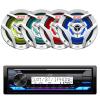 JVC KD-T92MBS Single DIN Marine Motorsports USB Bluetooth AM/FM Stereo CD Player Receiver with 4X CS-DR621MWL 6.5" 260 Watt Peak Power 2-Way Multicolor LED Boat Audio Speakers (White) view 1