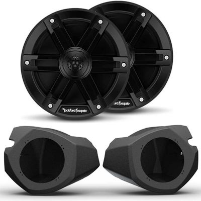 Rockford Fosgate M0-65B 6.5 Marine 2-Way System with RZR14-FSE 6.5" Front Speaker Enclosures Compatible with Select 14+ RZR Models