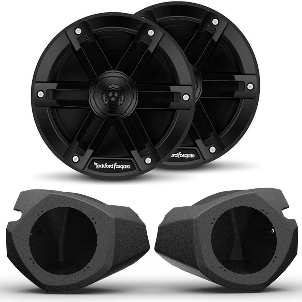 Rockford Fosgate M0-65B 6.5 Marine 2-Way System with RZR14-FSE 6.5" Front Speaker Enclosures Compatible with Select 14+ RZR Models