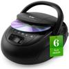 Tyler Portable CD Player Boombox with FM Radio, Bluetooth, and USB Port | Clear Stereo Sound | CD-R/RW and MP3 CDs Compatible | 3.5mm Aux Input and Headphone Jack | TAU107 - Black view 1