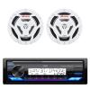 JVC KD-X38MBS Single DIN Marine Motorsports USB Bluetooth AM/FM Stereo Receiver with 2X 6.5 150 Watt Peak Power 2-Way Waterproof Boat Audio Speakers (White) view 1