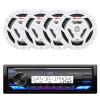 JVC KD-X38MBS Single DIN Marine Motorsports USB Bluetooth AM/FM Stereo Receiver with 4X 6.5 150 Watt Peak Power 2-Way Waterproof Boat Audio Speakers (White) view 1