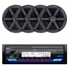 JVC KD-X38MBS Single DIN Marine Motorsports USB Bluetooth AM/FM Stereo Receiver with 4X CS-MS620 6.5" 100 Watt Max Power 2-Way Boat Audio Speakers view 1