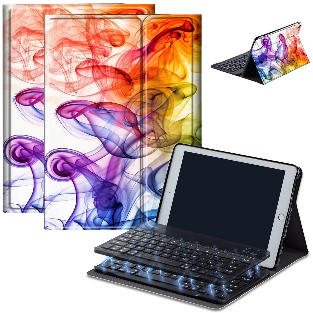 AIRWEE Keyboard Case for Amazon Fire Max 11 (13th Generation, 2023 Release), Detachable Wireless Bluetooth Keyboard and Auto Sleep/Wake Fire Max 11 Tablet Case with Keyboard, Colorful Smoke
