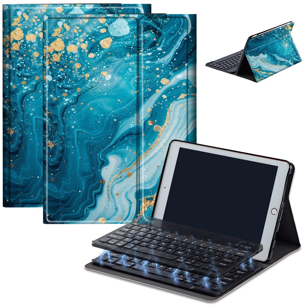 AIRWEE Keyboard Case for Amazon Fire Max 11 (13th Generation, 2023 Release), Detachable Wireless Bluetooth Keyboard and Auto Sleep/Wake Fire Max 11 Tablet Case with Keyboard, Marbling 23
