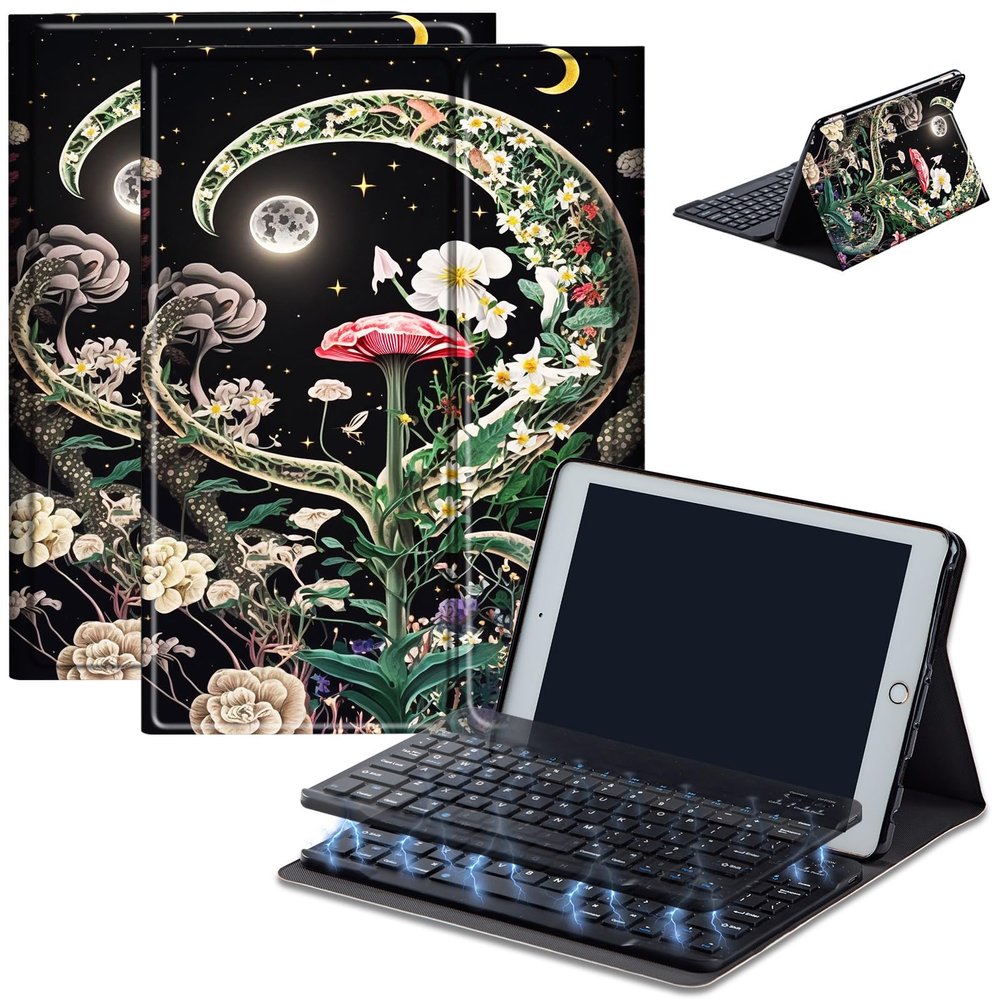 Keyboard Case for Amazon Fire Max 11 (13th Generation, 2023 Release), Detachable Wireless Bluetooth Keyboard and Auto Sleep/Wake Fire Max 11 Tablet Case with Keyboard, Wildflower Moon