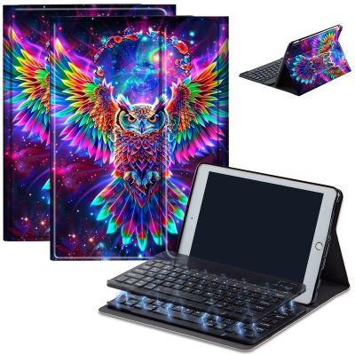 AIRWEE Keyboard Case for Amazon Fire Max 11 (13th Generation, 2023 Release), Detachable Wireless Bluetooth Keyboard and Auto Sleep/Wake Fire Max 11 Tablet Case with Keyboard, Owl Wings
