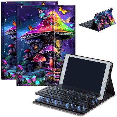 AIRWEE Keyboard Case for Amazon Fire Max 11 (13th Generation, 2023 Release), Detachable Wireless Bluetooth Keyboard and Auto Sleep/Wake Fire Max 11 Tablet Case with Keyboard, Mushroom House