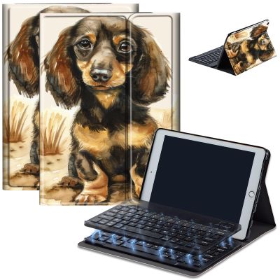 AIRWEE Keyboard Case for Amazon Fire Max 11 (13th Generation, 2023 Release), Detachable Wireless Bluetooth Keyboard and Auto Sleep/Wake Fire Max 11 Tablet Case with Keyboard, Brown Dachshund
