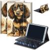 AIRWEE Keyboard Case for Amazon Fire Max 11 (13th Generation, 2023 Release), Detachable Wireless Bluetooth Keyboard and Auto Sleep/Wake Fire Max 11 Tablet Case with Keyboard, Brown Dachshund view 1