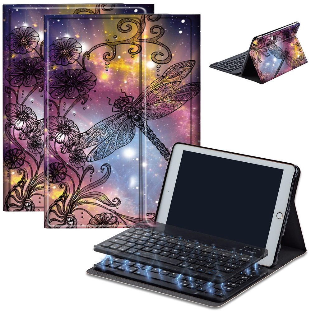 AIRWEE Keyboard Case for Amazon Fire Max 11 (13th Generation, 2023 Release), Detachable Wireless Bluetooth Keyboard and Auto Sleep/Wake Fire Max 11 Tablet Case with Keyboard, Starry Dragonfly
