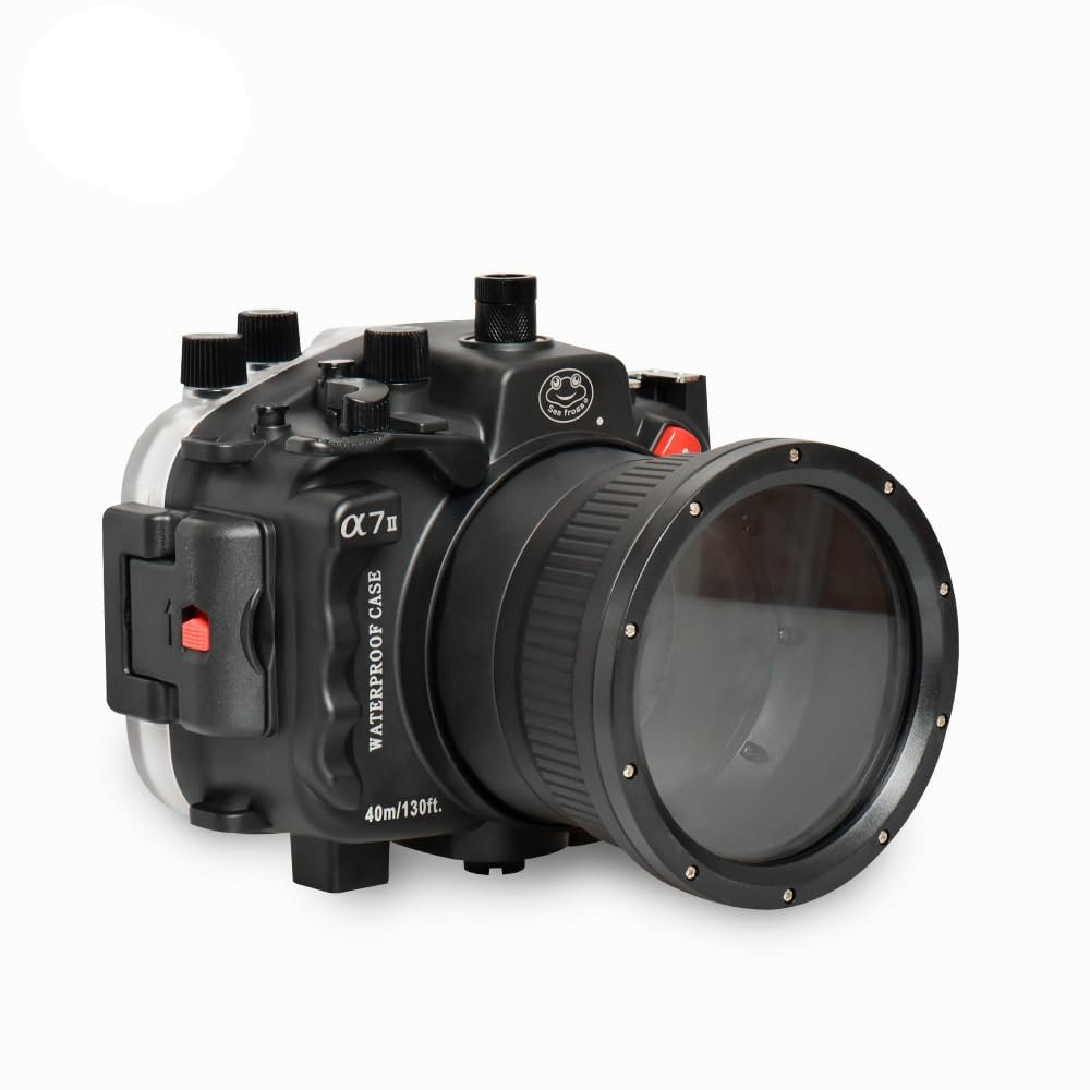 Sea frogs Underwater Camera Housing Compatible with Sony A7 II /A7R II /A7S II Pro 28-70mm IPX8 40m/130ft Maximum Diving Depth Waterproof Camera Case for Diving, Surfing, Rowing, Black