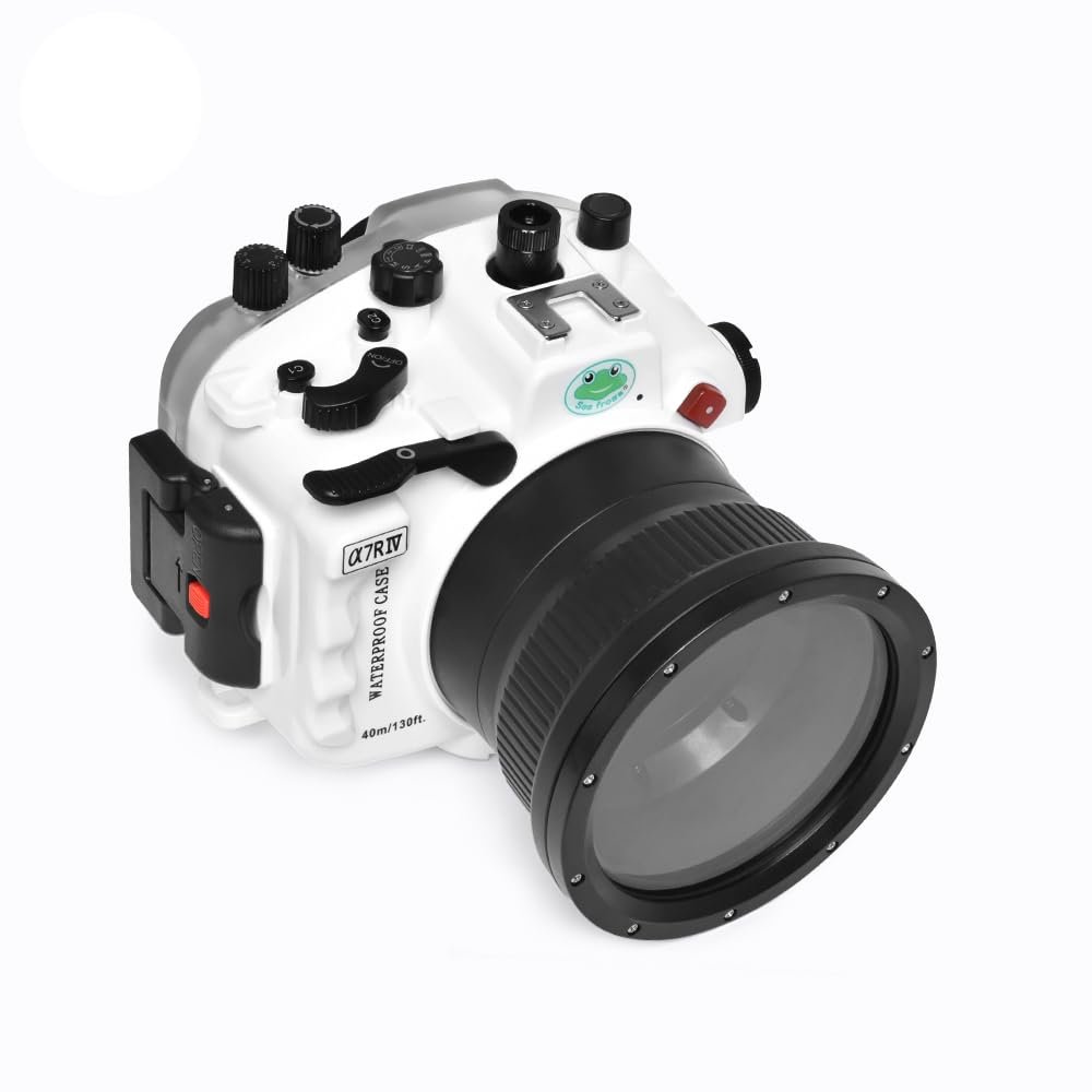 Sea frogs Underwater Camera Housing Compatible with Sony A7R4/A7R4A 90mm IPX8 40m/130ft Maximum Diving Depth Waterproof Camera Case for Diving, Surfing, Rowing, White