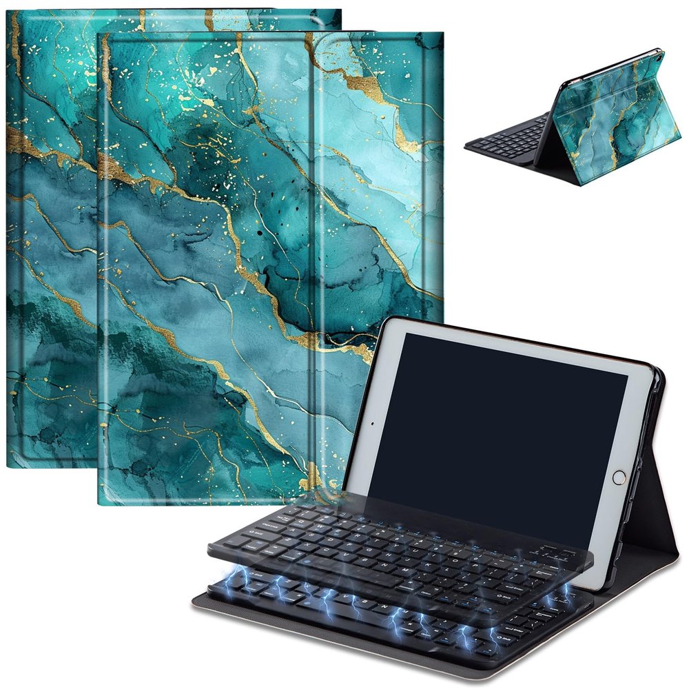 AIRWEE Keyboard Case for Amazon Fire Max 11 (13th Generation, 2023 Release), Detachable Wireless Bluetooth Keyboard and Auto Sleep/Wake Fire Max 11 Tablet Case with Keyboard, Marbling 19