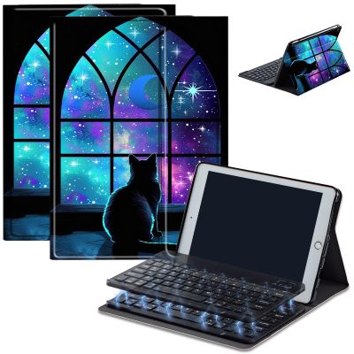 AIRWEE Keyboard Case for Amazon Fire Max 11 (13th Generation, 2023 Release), Detachable Wireless Bluetooth Keyboard and Auto Sleep/Wake Fire Max 11 Tablet Case with Keyboard, Window Cat