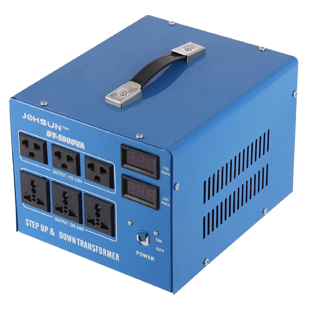 5000W Voltage Converter Auto Transformer Duty Step Up/Down Power Converter Transformer 110/120/220/240V with 3 US Outlets,3 Universal Outlets, LCD Display, Circuit Breaker Protection (DT-5000VA)
