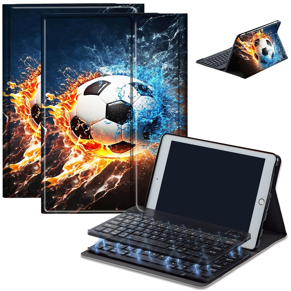 AIRWEE Keyboard Case for Amazon Fire Max 11 (13th Generation, 2023 Release), Detachable Wireless Bluetooth Keyboard and Auto Sleep/Wake Fire Max 11 Tablet Case with Keyboard, Soccer