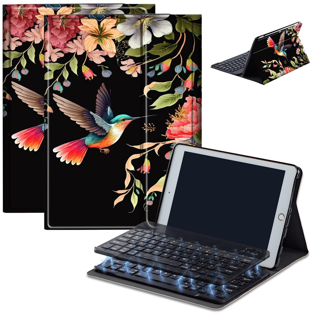 Keyboard Case for Amazon Fire Max 11 (13th Generation, 2023 Release), Detachable Wireless Bluetooth Keyboard and Auto Sleep/Wake Fire Max 11 Tablet Case with Keyboard, Bird Flower