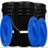 House Naturals 2 Gallon White Bucket with Screw on Lid - Pack of 3 Made in USA contrainers (Black Buckets with Blue Lids) view 1