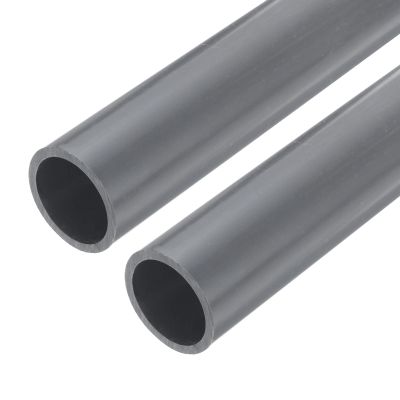 MECCANIXITY 1 1/2 Inch PVC Rigid Tube Round Pipe Tubing Hardware Tubing 31.6mm ID 38mm OD 9" Length Light Grey High Impact for Water Pipe, Crafts, Cable Sleeve 2pcs
