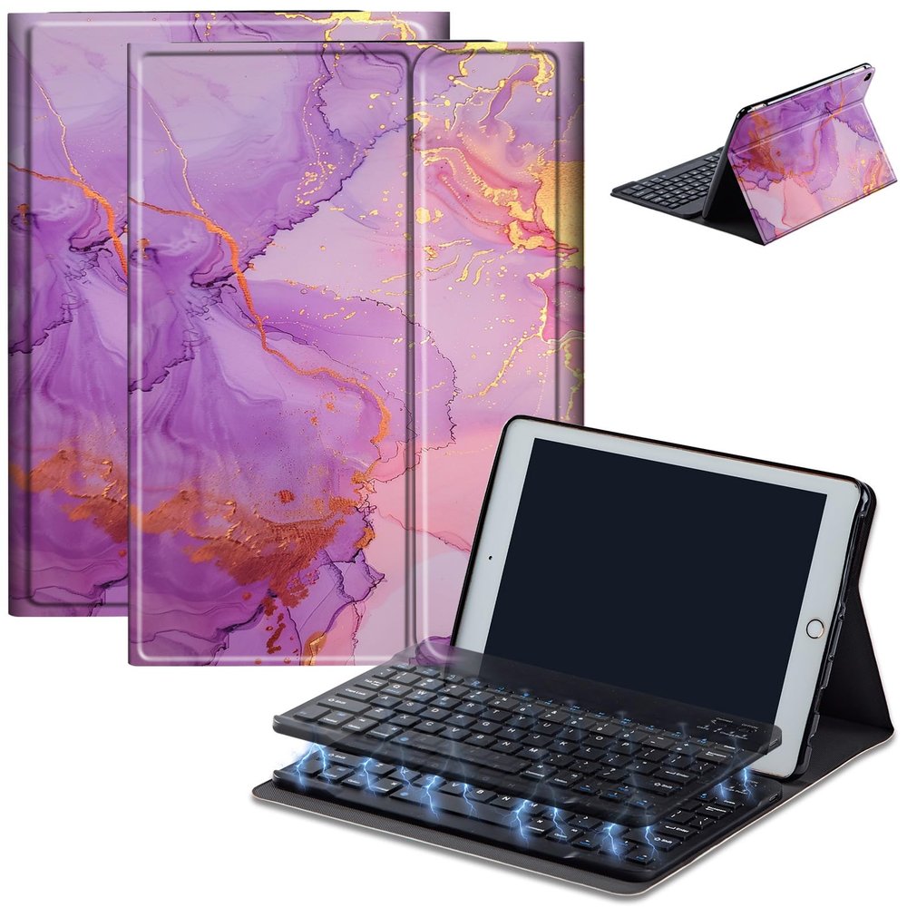 Keyboard Case for Samsung Galaxy Tab A 10.1 2019 (SM-T510/T515), Detachable Wireless Bluetooth Keyboard Case for 10.1 Inch Galaxy Tab A Tablet SM-T510 SM-T515 SM-T517 2019, Marbling 9