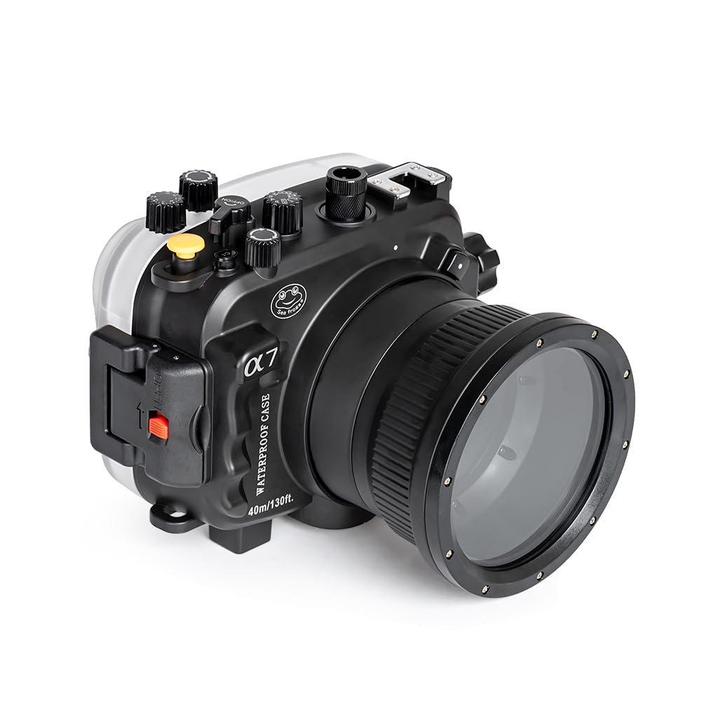 Sea frogs Underwater Camera Housing Compatible with Sony A7 / A7R / A7S Pro 28-70mm 40m/132ft Maximum Diving Depth Waterproof Camera Case for Diving, Surfing, Rowing, Black