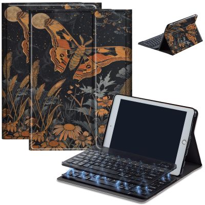 Keyboard Case for Samsung Galaxy Tab A 10.1 2019 (SM-T510/T515), Detachable Wireless Bluetooth Keyboard Case for 10.1 Inch Galaxy Tab A Tablet SM-T510 SM-T515 SM-T517 2019, Orange Black Moth