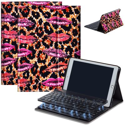 Keyboard Case for Samsung Galaxy Tab A 10.1 2019 (SM-T510/T515), Detachable Wireless Bluetooth Keyboard Case for 10.1 Inch Galaxy Tab A Tablet SM-T510 SM-T515 SM-T517 2019, Leopard Lips