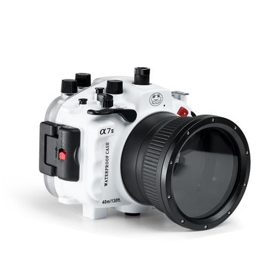 Sea frogs Underwater Camera Housing Compatible with Sony A7 II /A7R II /A7S II Pro 90mm IPX8 40m/130ft Maximum Diving Depth Waterproof Camera Case for Diving, Surfing, Rowing, White