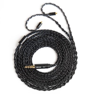 2 Meter Long MMCX IEM Cable, in Ear Monitor Replacement Earphone Cable,KBEAR ST12 Plus 8 Core 4N OFC Silver-plated HiFi Headphone Extension Wire with 3.5mm Plug for TIN Audio T2 T3 Shure Earbuds,Black