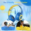 TONOSHARK Kids Wired Headphones with Microphone, Volume Limited to 85/94dB, Foldable 3.5mm Jack Headset for Girls, Pink Over-Ear Headphones for School, Study & Travel, Includes Carry CaseBlue view 3