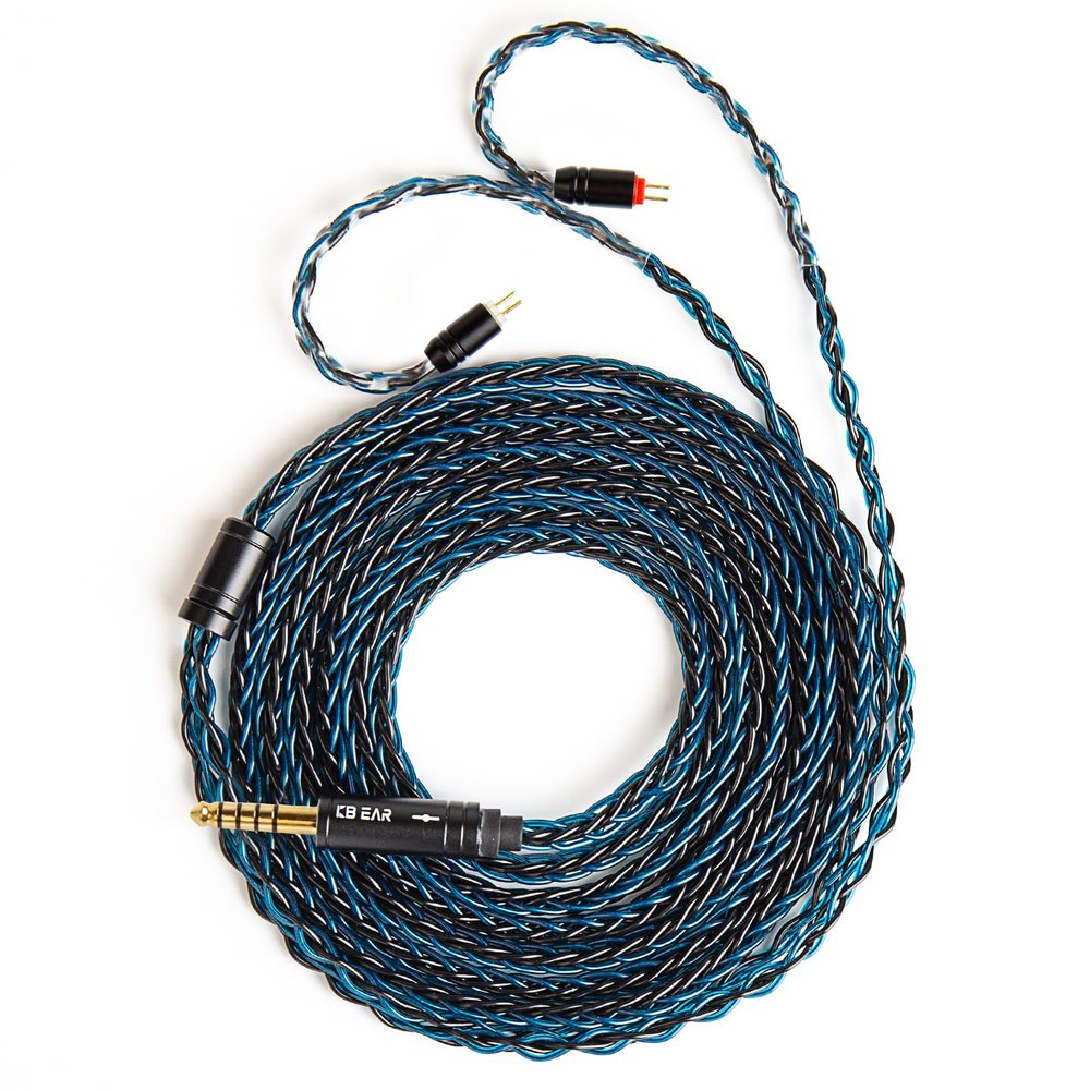 2 Meter Long 2Pin IEM Cable, in Ear Monitor Replacement Earbuds Earphone Cable, KBEAR ST12 Plus 8 Core 4N OFC Silver-plated HiFi Headphone Wire for KZ ZST/AS10/ZS10/CCA C10/C12(Blue-Black, 2PIN 4.4MM)