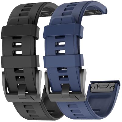 2 Pack Waterproof Band Compatible with Garmin Fenix 5X / 6X / 7X Watch Band, QuickFit 26mm Band for Fenix 7X Pro / 6X Pro / 5X Plus / Tactix Delta (Black/Navy)