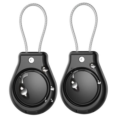 DDJ IPX8 Waterproof for Air Tag Lock Case with Wire Cable, Airtag Keychain Holder [2 Pack], Ultra Durable Anti-Lost Protective Case for Apple Airtags with Keyring for Luggage, Key, Backpack, Pet