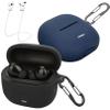 [2 Pack] easyBee Case Compatible with Xiaomi Redmi Buds 6 Lite Charging Cover, with 2 Keychain and Anti-Lost Strap, Soft Liquid Silicone Ultra Thin Shockproof Protective Kit - Black and Blue view 1