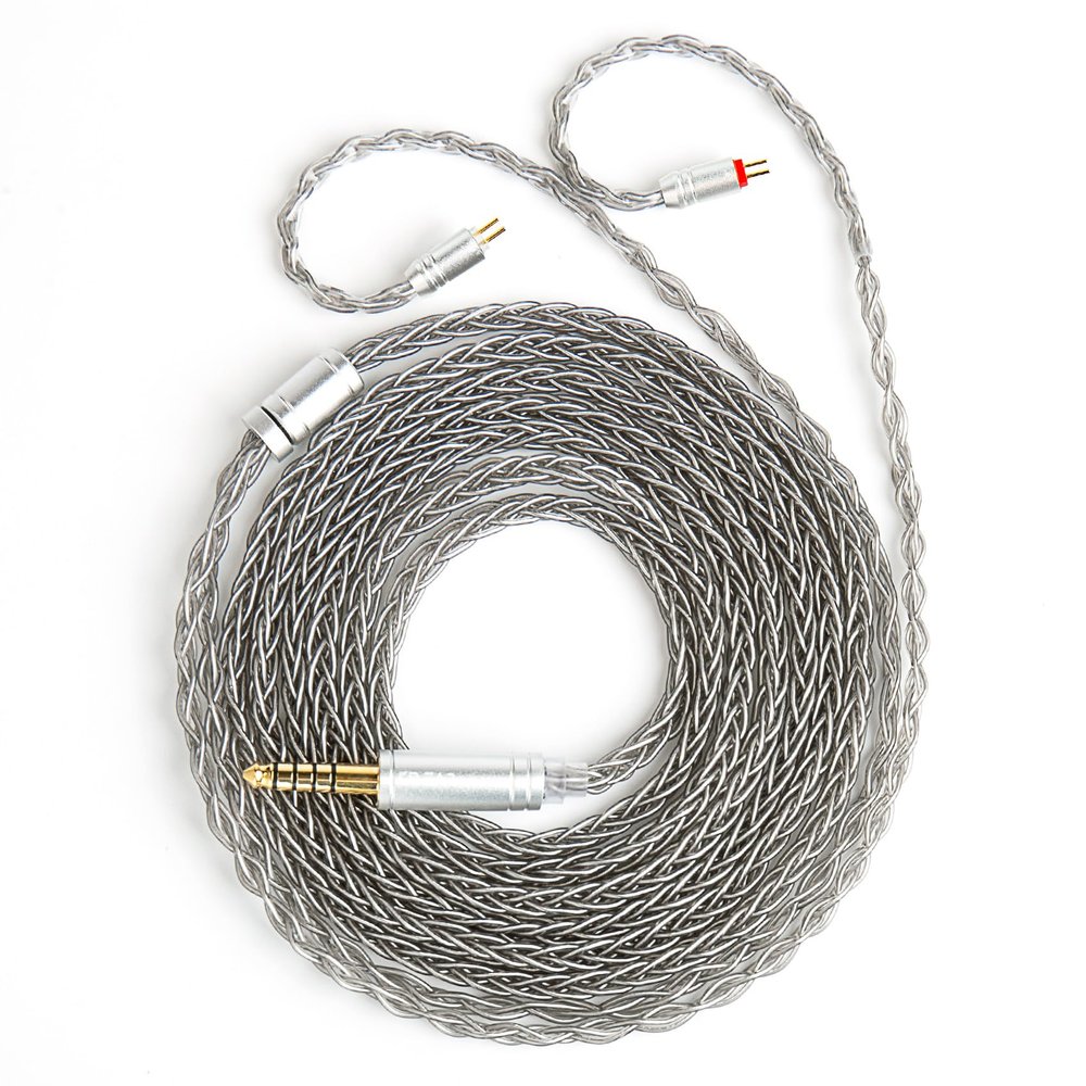 2 Meter Long 2Pin IEM Cable, in Ear Monitor Replacement Earbuds Earphone Cable, KBEAR ST12 Plus 8 Core 4N OFC Silver-plated HiFi Headphone Wire for KZ ZST/AS10/ZS10/ZST-X CCA C10/C12(Grey, 2PIN 4.4MM)