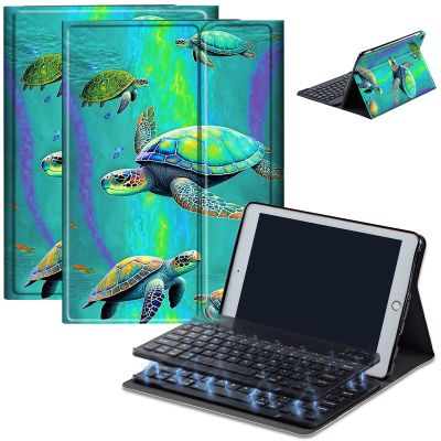 AIRWEE Keyboard Case for Amazon Kindle Fire HD 8/HD 8 Plus(2020 Release, 10th & 2022 Release, 12th), Detachable Wireless Bluetooth Keyboard and Auto Sleep/Wake Fire HD8 Case Keyboard, Green Turtle