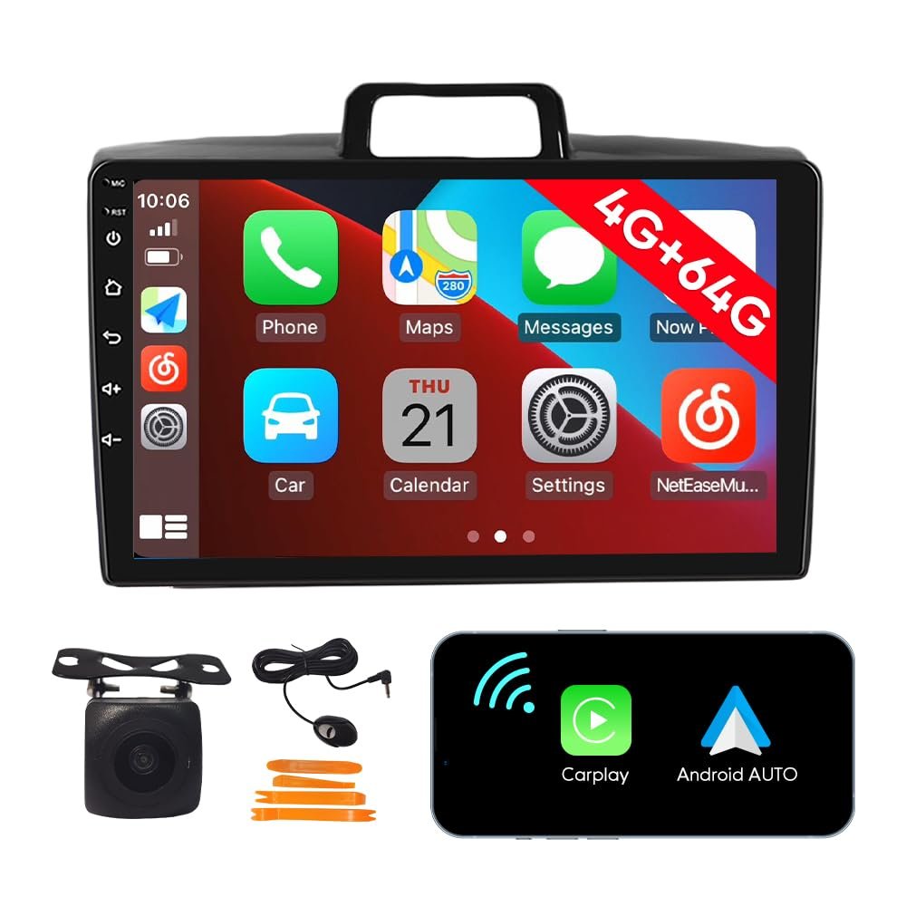 [4G 64G] Android Car Stereo FM Radio Carplay Android Auto 9" Touchscreen Headunit Media Player with Backup Camera for Toyota Carolla Axio