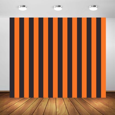 BELECO 10x6.5ft Fabric Black and Orange Stripe Backdrop Orange Black Striped Background for Halloween Party Decorations Banner Birthday Shoot Photo Studio Props
