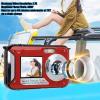 2.7K Camera Underwater Camera Snorkeling 11FT with Dual Screens, 48MP 16x Digital Zoom Compact Digital Camera for Snorkeling Diving (Red) view 3